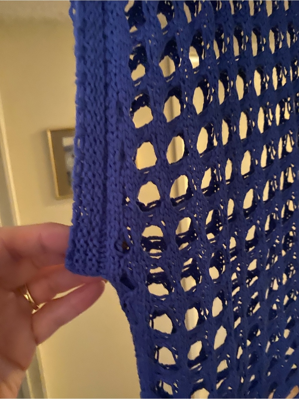 Blue Open-Knit Women’s Sweater